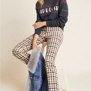 Anthropologie Multicolor Plaid Flare Pants